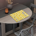 White And Yellow Plumeria Pattern Print Placemat