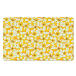 White And Yellow Plumeria Pattern Print Polyester Doormat