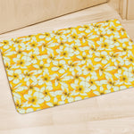 White And Yellow Plumeria Pattern Print Polyester Doormat