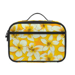 White And Yellow Plumeria Pattern Print Portable Lunch Bag