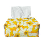 White And Yellow Plumeria Pattern Print Rectangle Tissue Box Cover