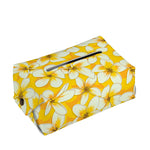 White And Yellow Plumeria Pattern Print Rectangle Tissue Box Cover