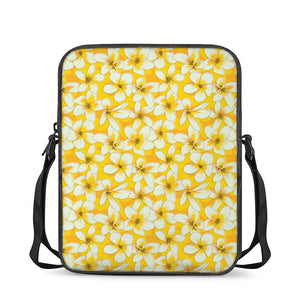 White And Yellow Plumeria Pattern Print Rectangular Crossbody Bag