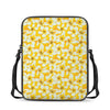 White And Yellow Plumeria Pattern Print Rectangular Crossbody Bag