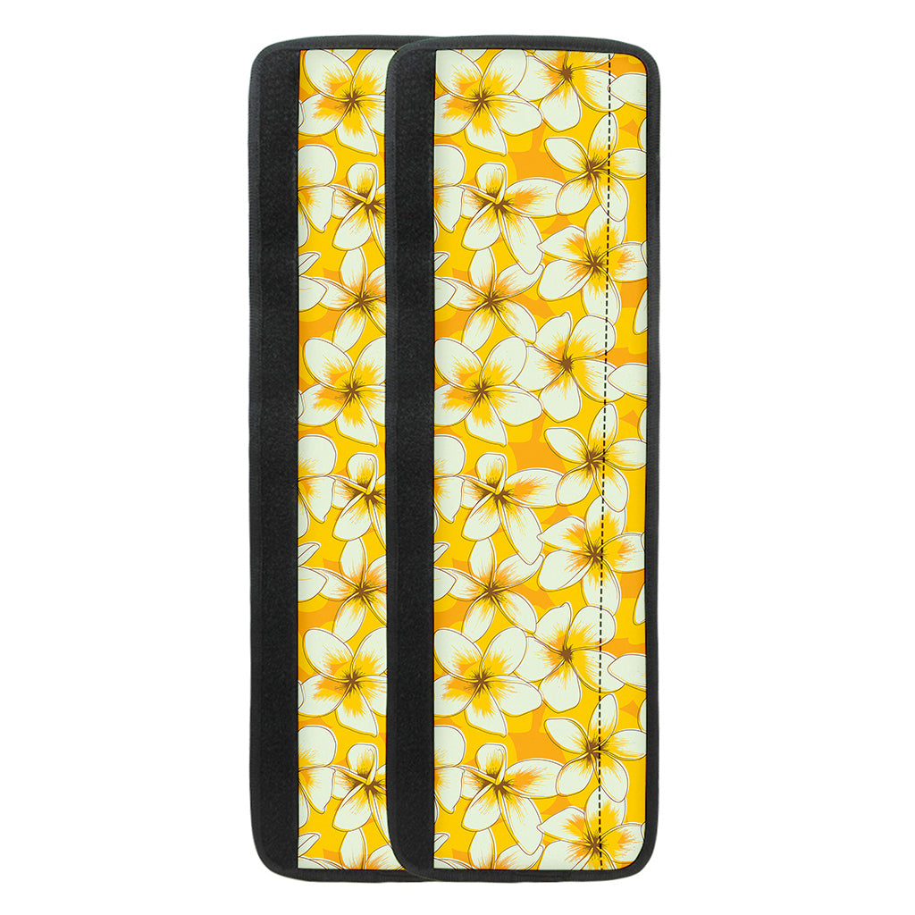 White And Yellow Plumeria Pattern Print Refrigerator Handle Covers