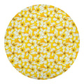 White And Yellow Plumeria Pattern Print Round Blanket
