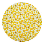 White And Yellow Plumeria Pattern Print Round Blanket