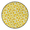 White And Yellow Plumeria Pattern Print Round Floor Mat