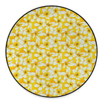White And Yellow Plumeria Pattern Print Round Floor Mat