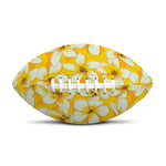 White And Yellow Plumeria Pattern Print Rugby Ball