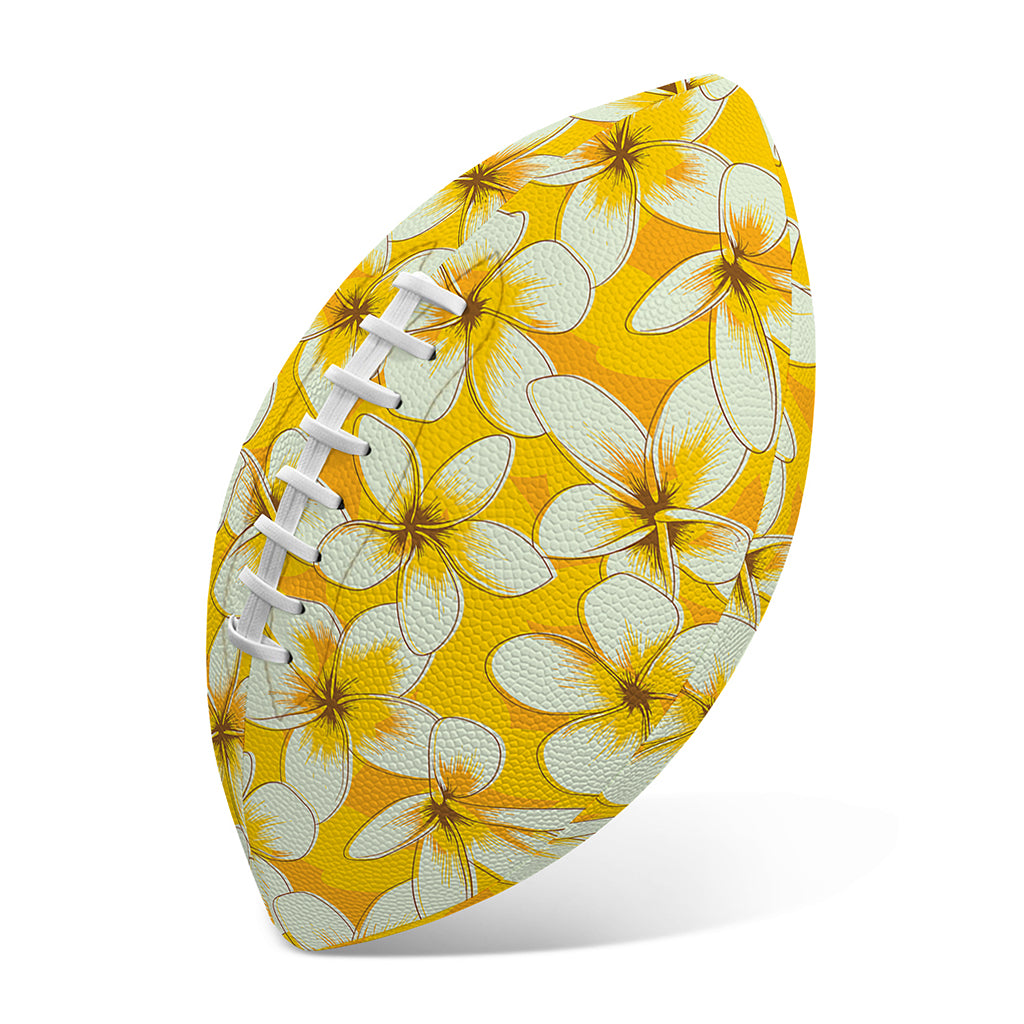 White And Yellow Plumeria Pattern Print Rugby Ball