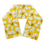 White And Yellow Plumeria Pattern Print Scarf