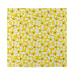 White And Yellow Plumeria Pattern Print Silk Bandana