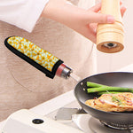 White And Yellow Plumeria Pattern Print Skillet Handle Cover