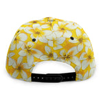 White And Yellow Plumeria Pattern Print Snapback Cap