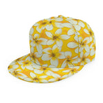 White And Yellow Plumeria Pattern Print Snapback Cap