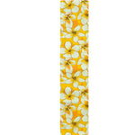 White And Yellow Plumeria Pattern Print Table Runner