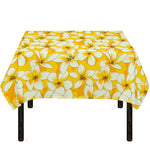 White And Yellow Plumeria Pattern Print Tablecloth