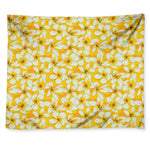 White And Yellow Plumeria Pattern Print Tapestry