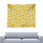 White And Yellow Plumeria Pattern Print Tapestry