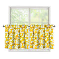 White And Yellow Plumeria Pattern Print Tier Curtains