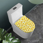 White And Yellow Plumeria Pattern Print Toilet Lid Cover