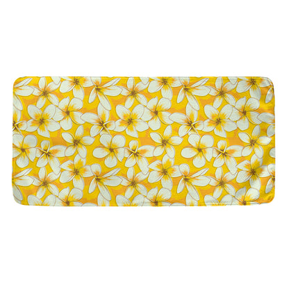 White And Yellow Plumeria Pattern Print Towel