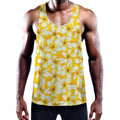 White And Yellow Plumeria Pattern Print Men's Workout Tank Top