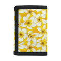 White And Yellow Plumeria Pattern Print Trifold Wallet