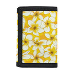 White And Yellow Plumeria Pattern Print Trifold Wallet