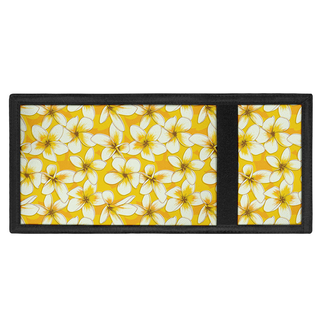 White And Yellow Plumeria Pattern Print Trifold Wallet