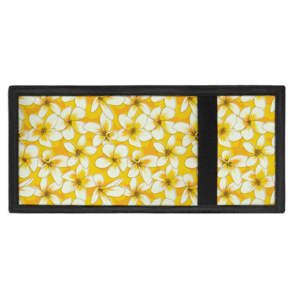 White And Yellow Plumeria Pattern Print Trifold Wallet