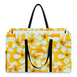 White And Yellow Plumeria Pattern Print Utility Tote Bag