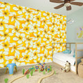White And Yellow Plumeria Pattern Print Wall Sticker