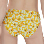 White And Yellow Plumeria Pattern Print Women's Panties