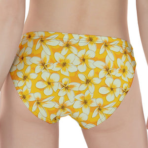 White And Yellow Plumeria Pattern Print Women's Panties