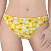 White And Yellow Plumeria Pattern Print Women's Thong