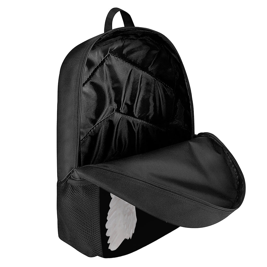 White Angel Wings Print 17 Inch Backpack