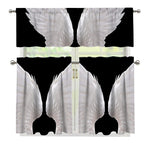 White Angel Wings Print 3 Piece Kitchen Curtains