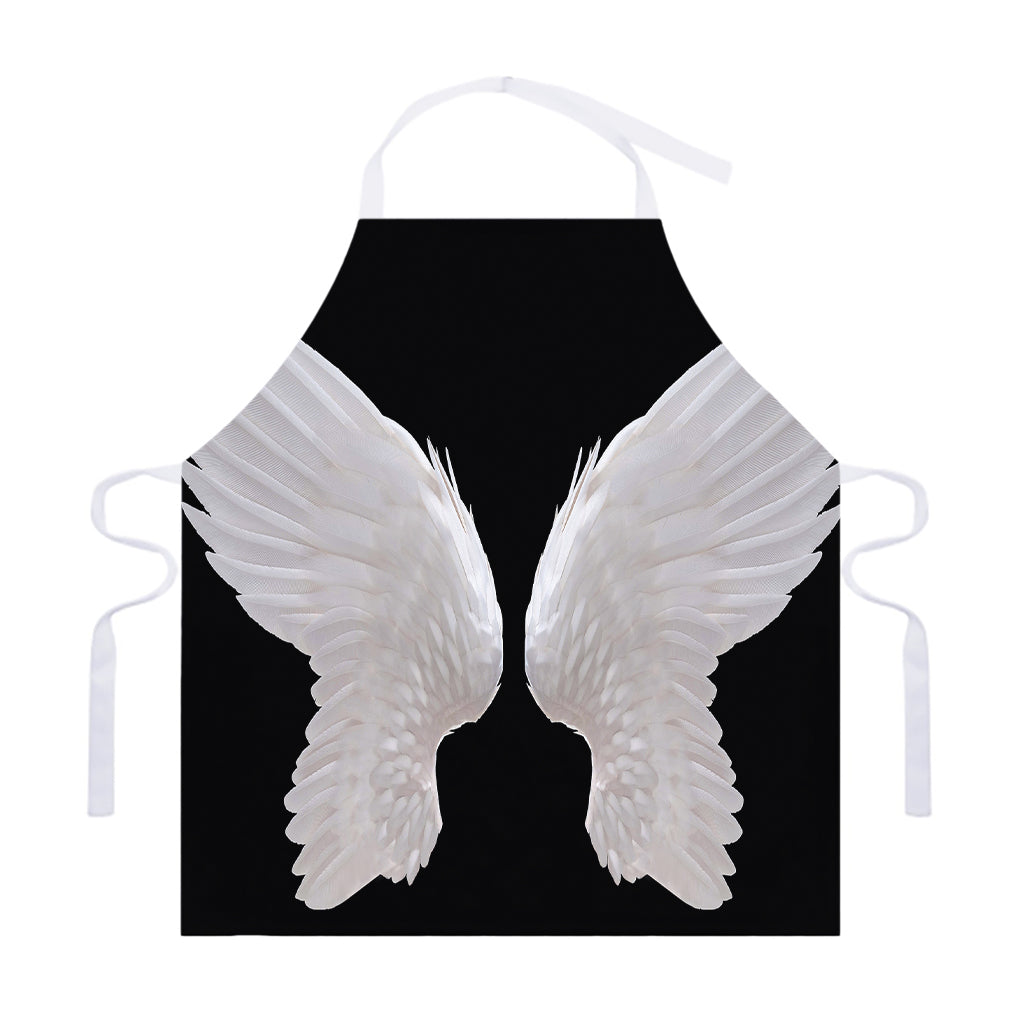 White Angel Wings Print Adjustable Apron