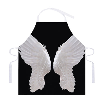 White Angel Wings Print Adjustable Apron