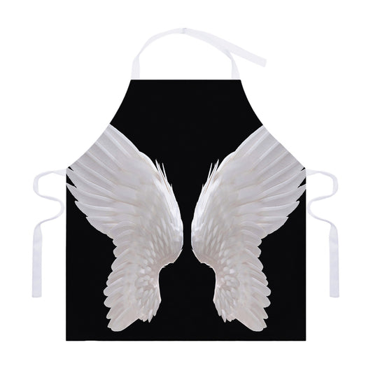 White Angel Wings Print Adjustable Apron