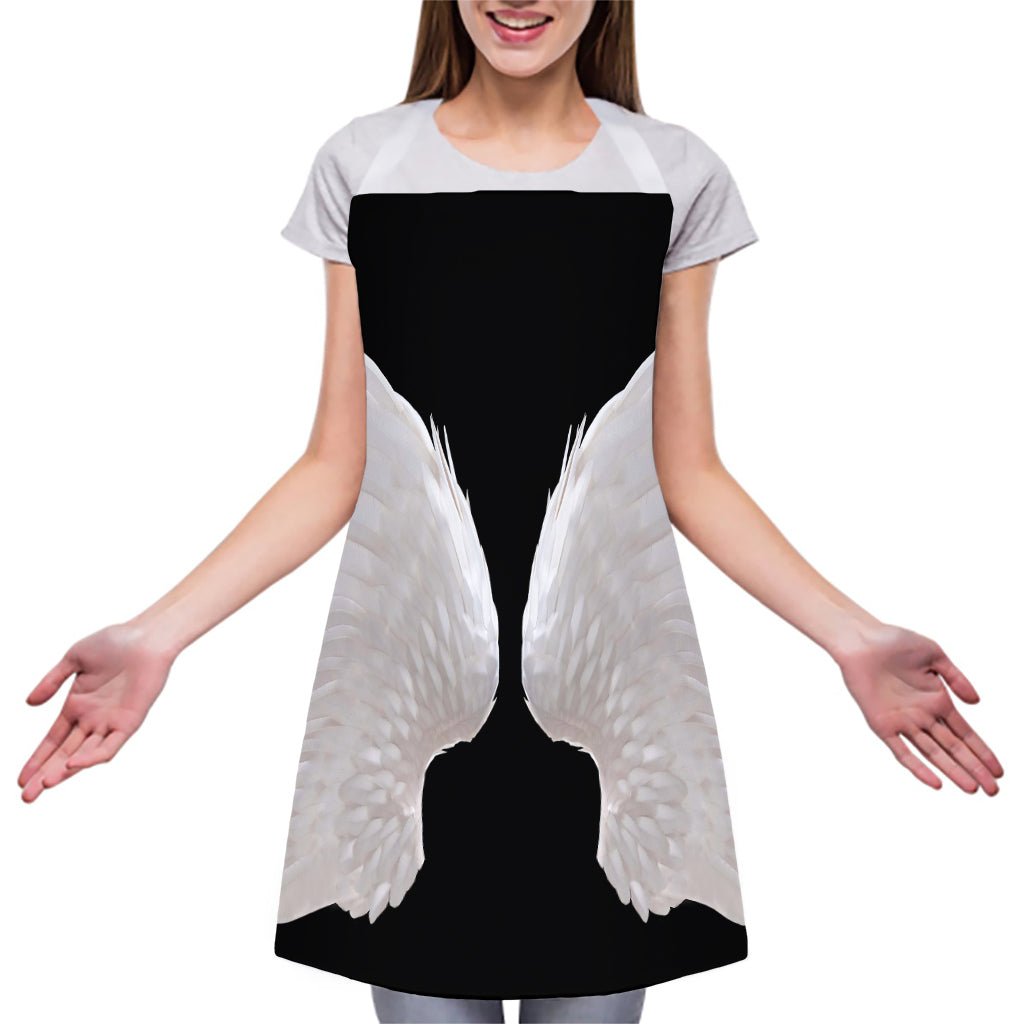 White Angel Wings Print Adjustable Apron