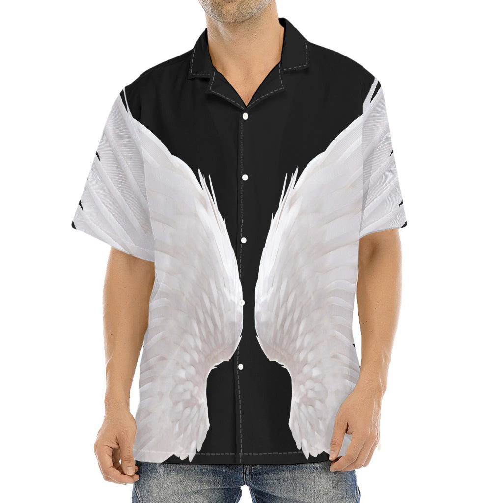 White Angel Wings Print Aloha Shirt