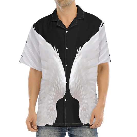 White Angel Wings Print Aloha Shirt