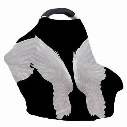 White Angel Wings Print Baby Seat Cover