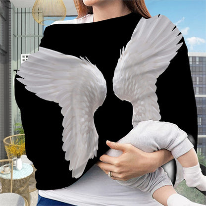 White Angel Wings Print Baby Seat Cover