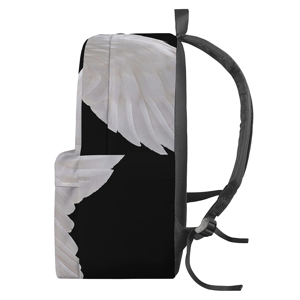 White Angel Wings Print Backpack
