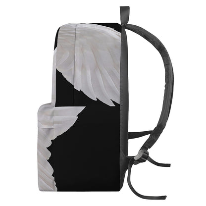 White Angel Wings Print Backpack