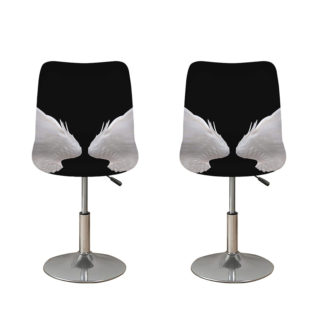White Angel Wings Print Bar Stool Covers